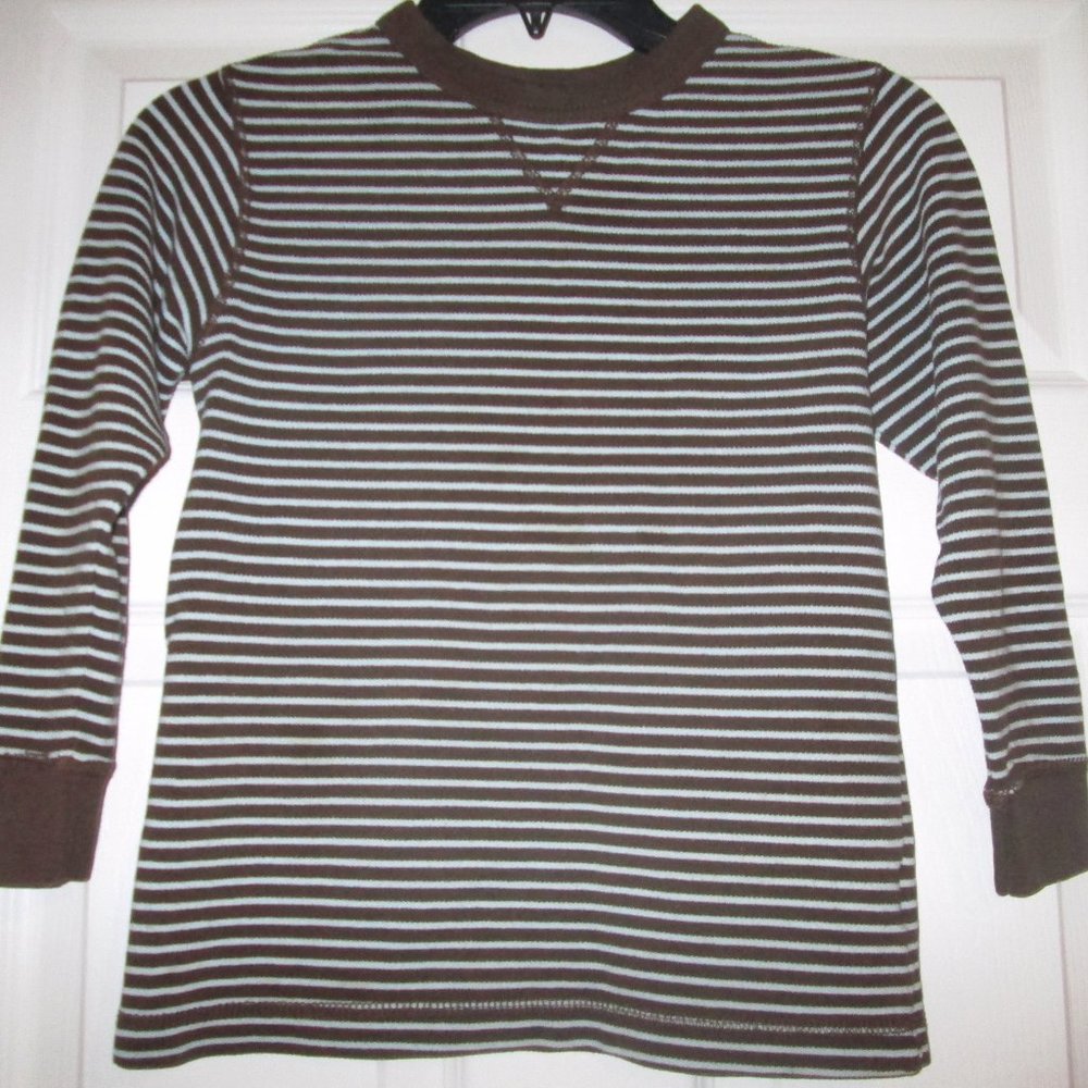 Gap Boys Brown And Blue Stripe Long Sleeve Top 6/7